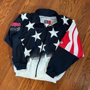 Vintage Champion 1996 USA Basketball Zip Up Flag Windbreaker Size XL Dream Team